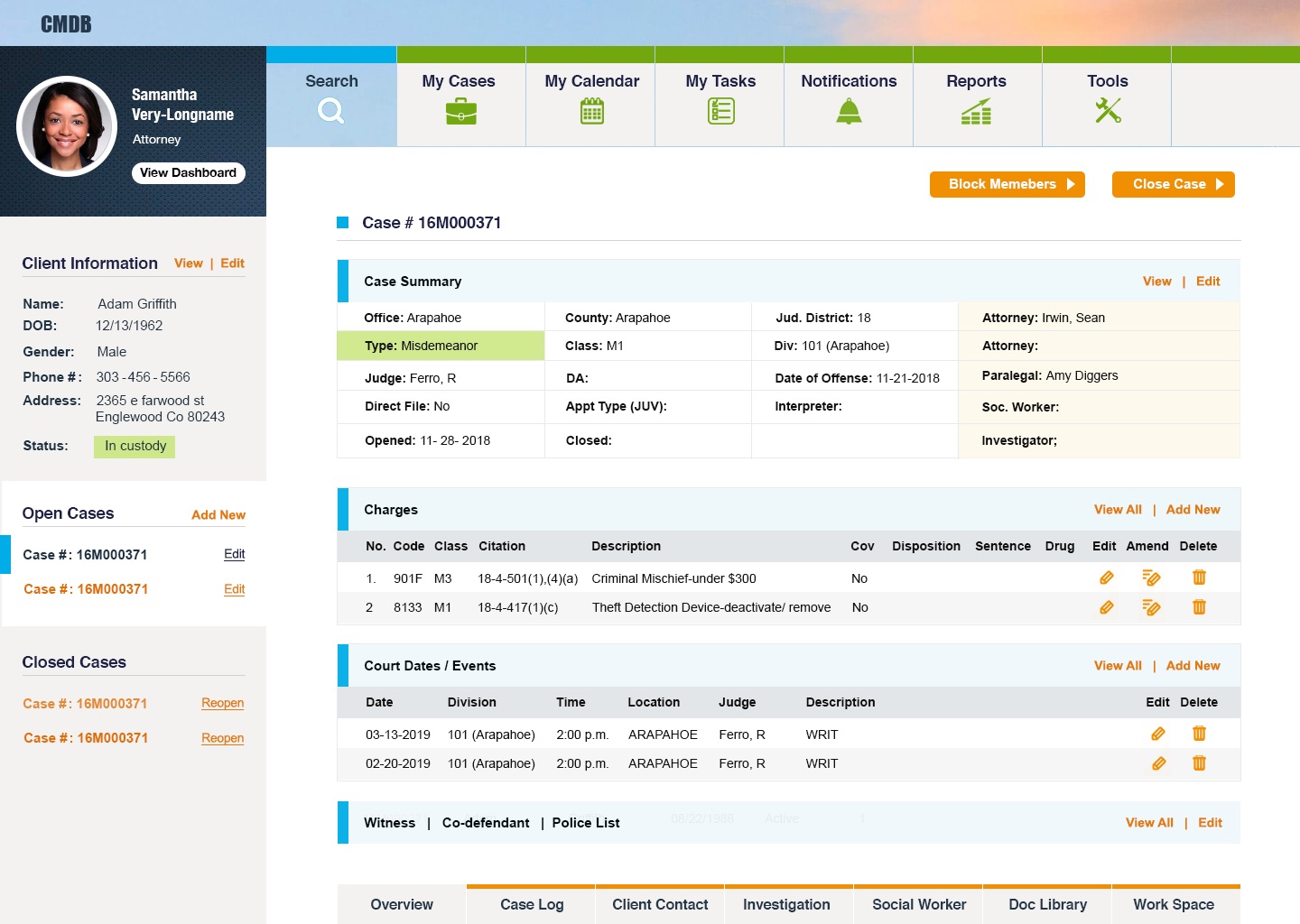 Case Management System User Interface project image 3