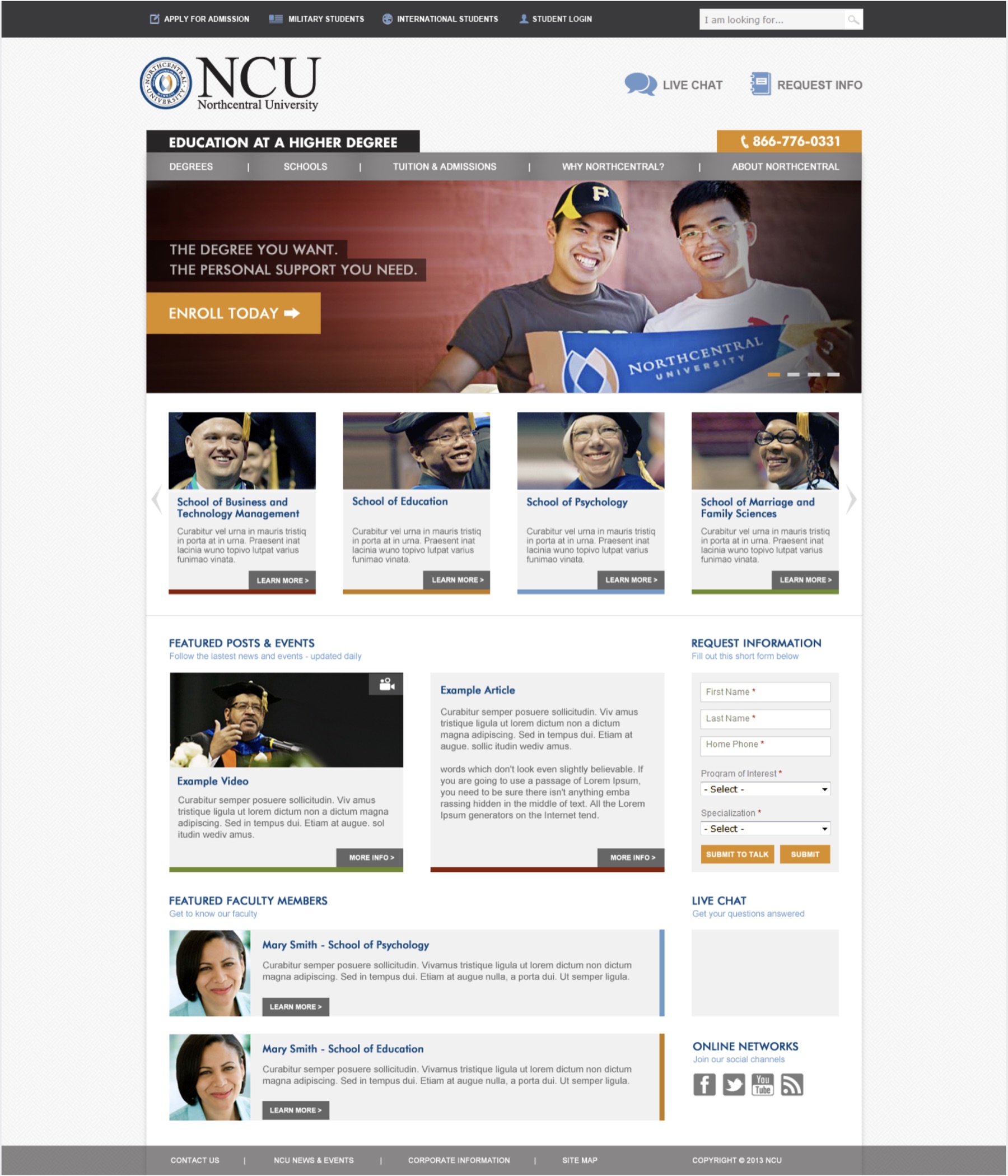 Northcentral University Website Redesign homepage