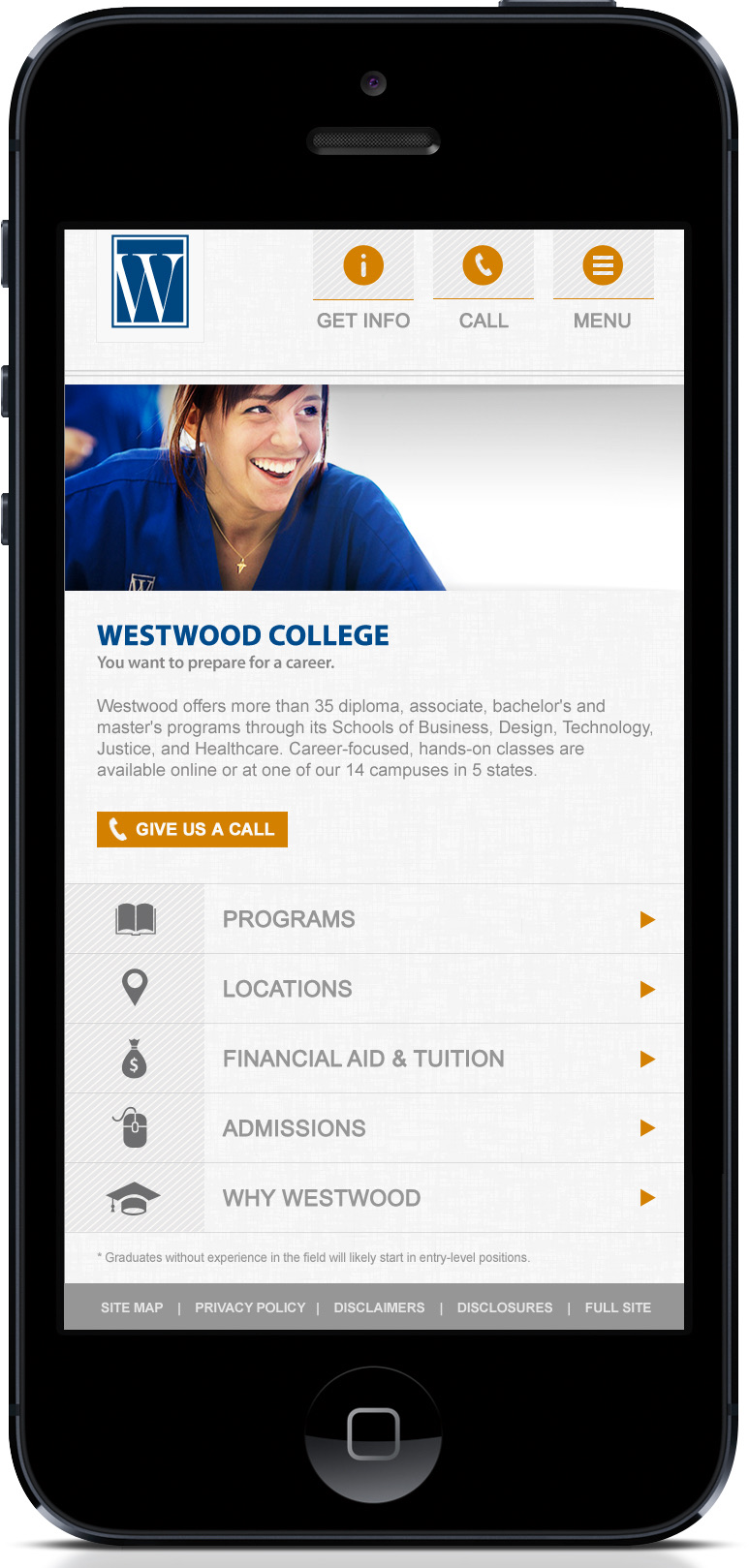 Westwood College Mobile Site